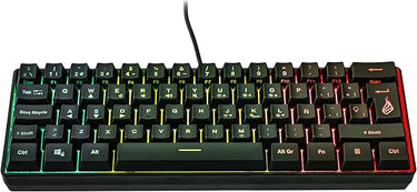 SureFire Kingpin X1 60% Gaming Teclado Español, Teclado Multimedia Gaming Pequeño y Móvil Teclado RGB con Iluminación, 25 Teclas Anti-Ghosting, Disposición Española QWERTY
